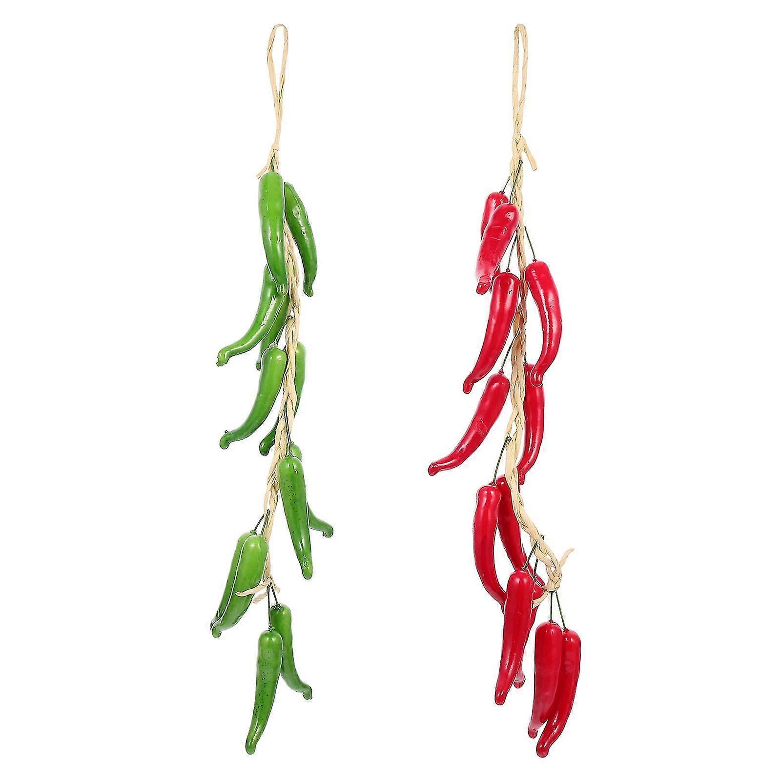 2pcs Artificial Hanging Pepper String Simulation Lifelike Chili Vegetable Vine