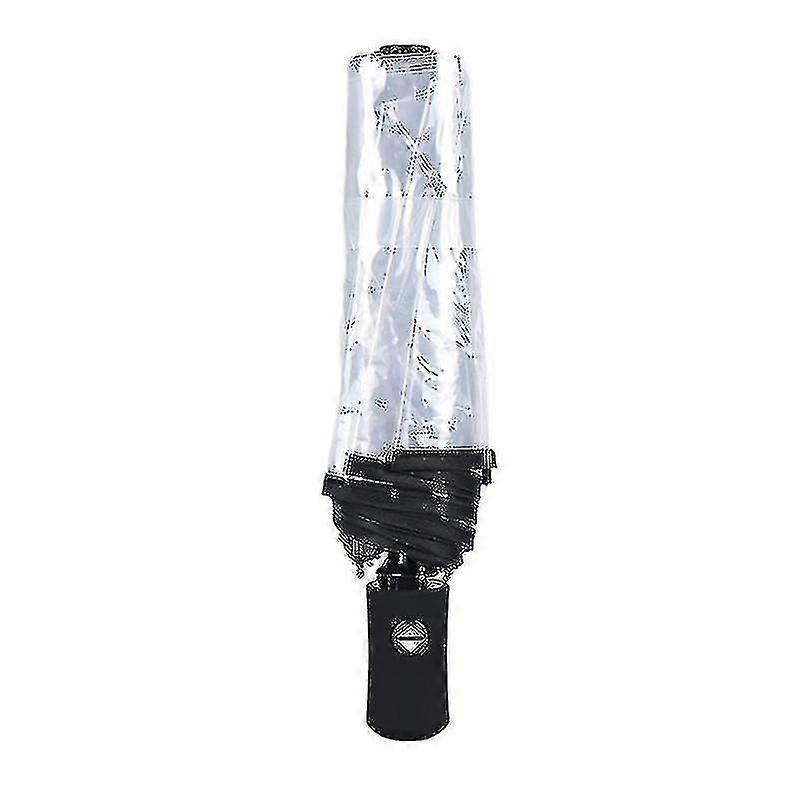 Automatic Open Close Fold Windproof Umbrella Compact Rain Transparent Clear