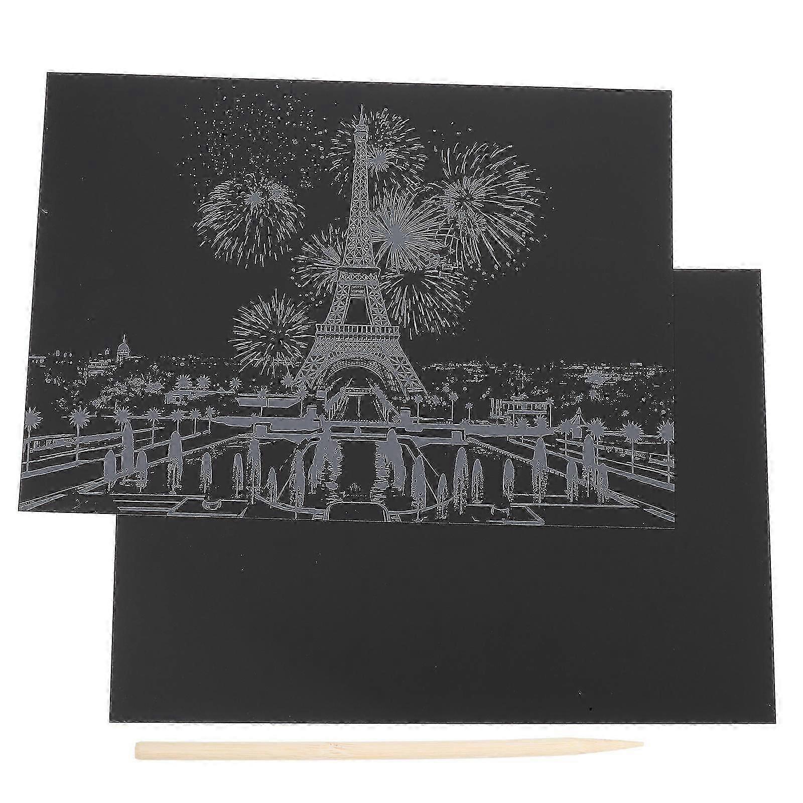 2pcs Edificio de la Ciudad Scratch Picture DIY Scratch Paper Cards Scratch Crafts Scratch Crafts