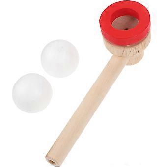 1 Stück hölzernes Blaskugel-Spielzeug Schwebendes Ballgebläse Lustiges Schwebendes Ballspiel Blasrohr Balance Blasspielzeug (zufällige Farbe)