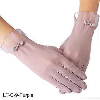 Women Bowknot Ice Silk Soft Anti-UV Touch Screen Summer Driving