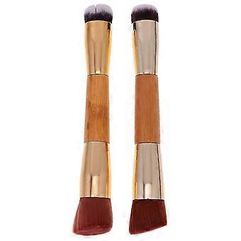 2-teiliges Set doppelseitiger Make-up-Pinsel zum Verblenden von Rouge und Rouge, Kabuki-Gesichts-Make-up-Pinsel