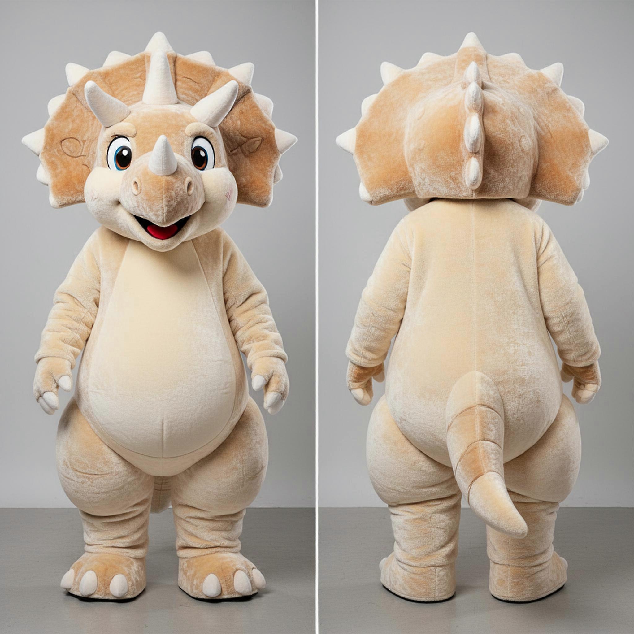 MASTICOT Cream Broad Shouldered Triceratops Mascot