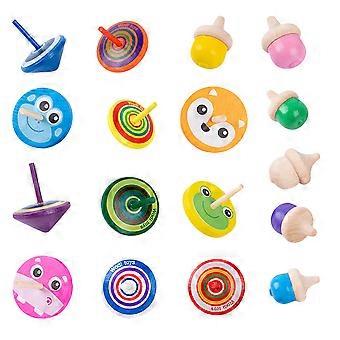 Children Gyro Toy Wooden Rotating Tops for Fun 1Set Kids Plaything