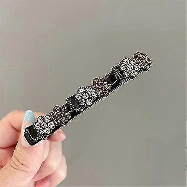 Three-Flower Rhinestone Braided Clip