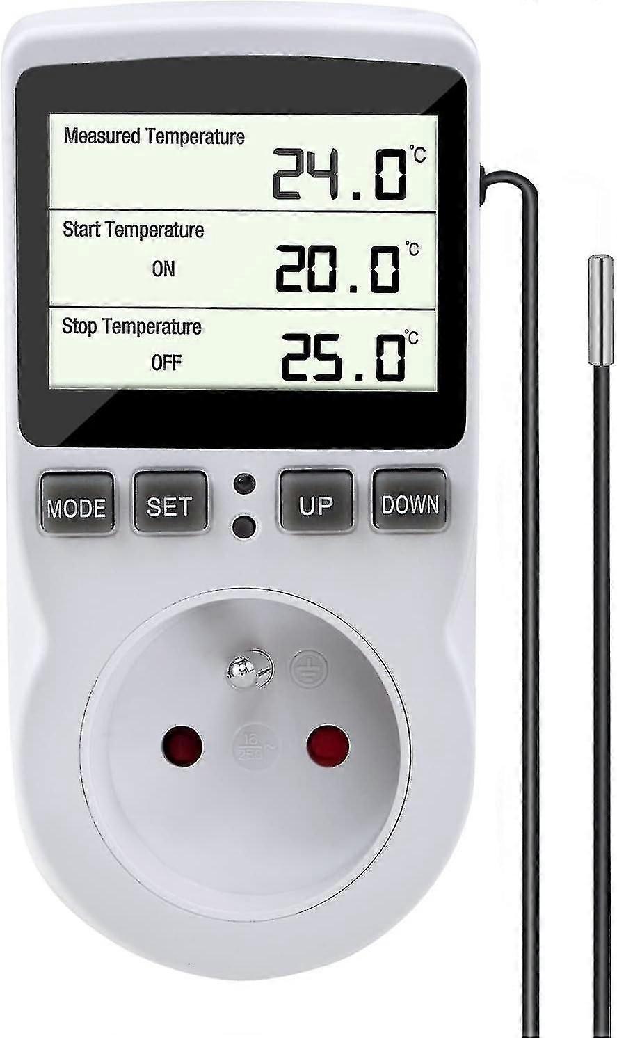 Thermostat Socket, Digital Temperature Regulator, Programmable Digital Socket with Probe, Programmable Digital Timer, Heating Thermostat Socket for Gr