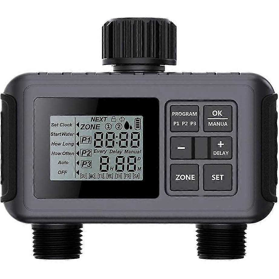 2 Outputs Digital Watering Timer - Programmable Automatic Garden Irrigation Controller dkcf