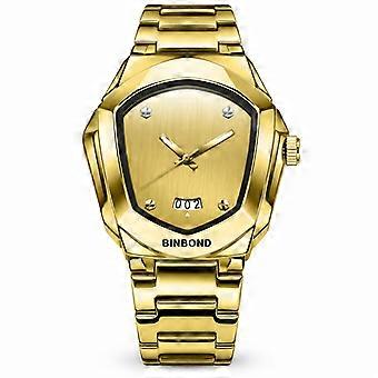 Men's Quartz Watch BINBOND All Gold Gold Dial Luminous Waterproof Calendar Casual Sports Fashion Concept JY
