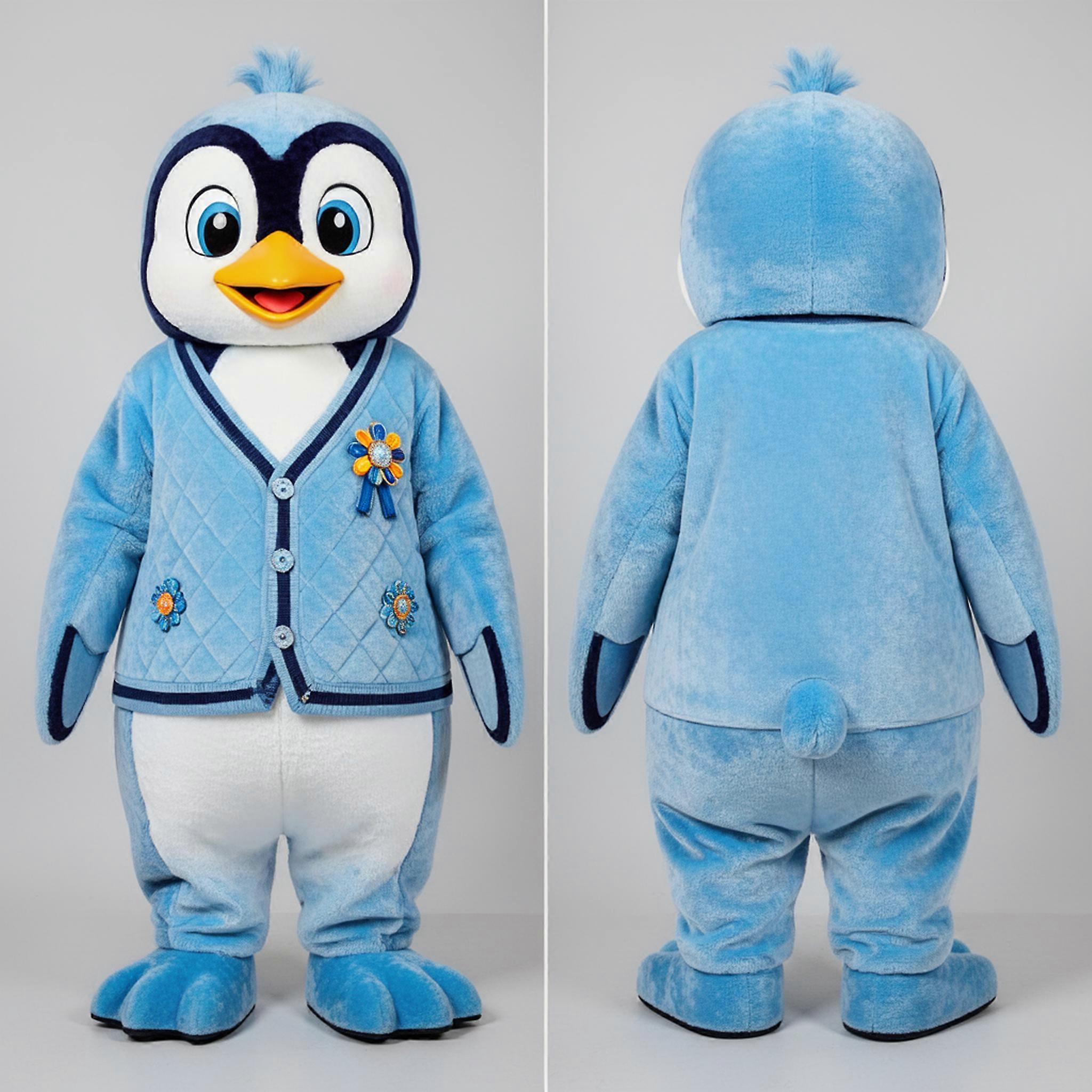 MASTICOT Sky Blue Fluffy Penguin Mascot