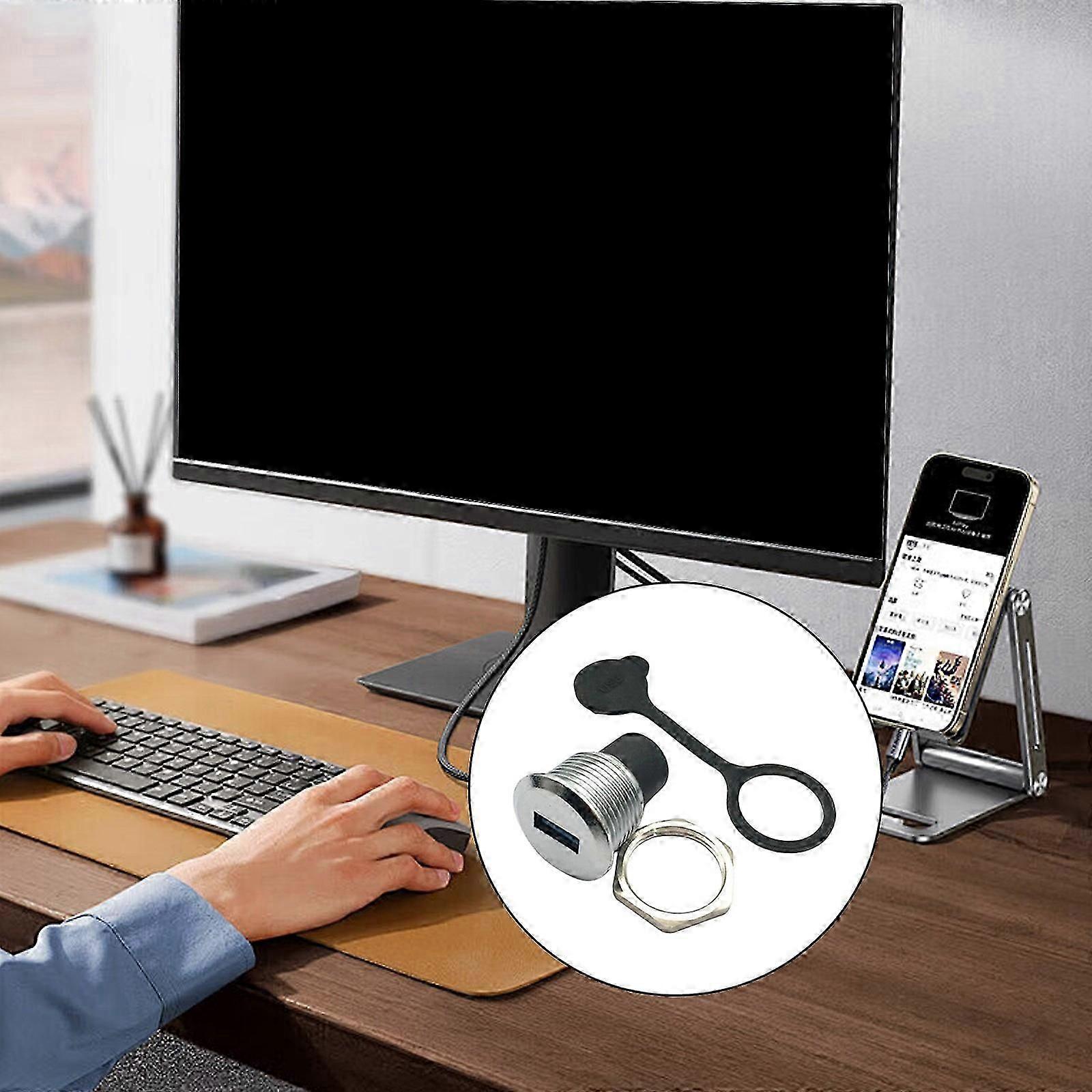 Compactly USB3.0 Panel Mount Connector Downward Compatible USB2.0 Devices Black