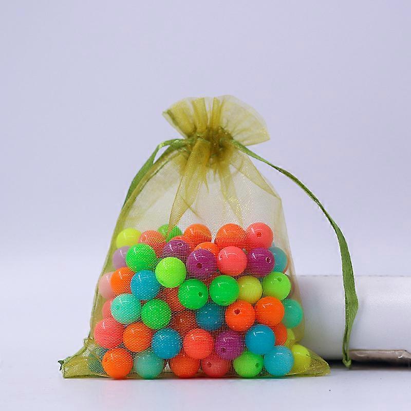 100pcs Rectangle Organza Drawstring Bags Olive Drab 9x7cm