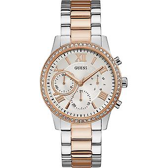 Guess Solar Watch for Women Analog Quartz with Stainless Steel Bracelet In Gold Washed