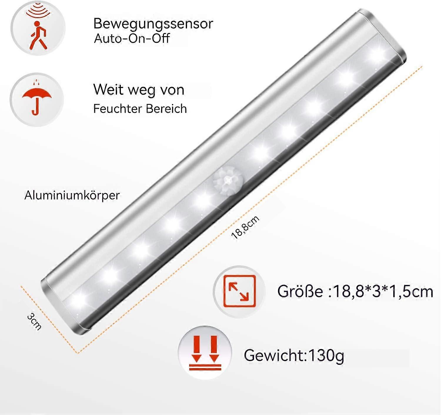Adjustable Brightness Motion-Sensor Rechargeable Under-Cabinet Lights