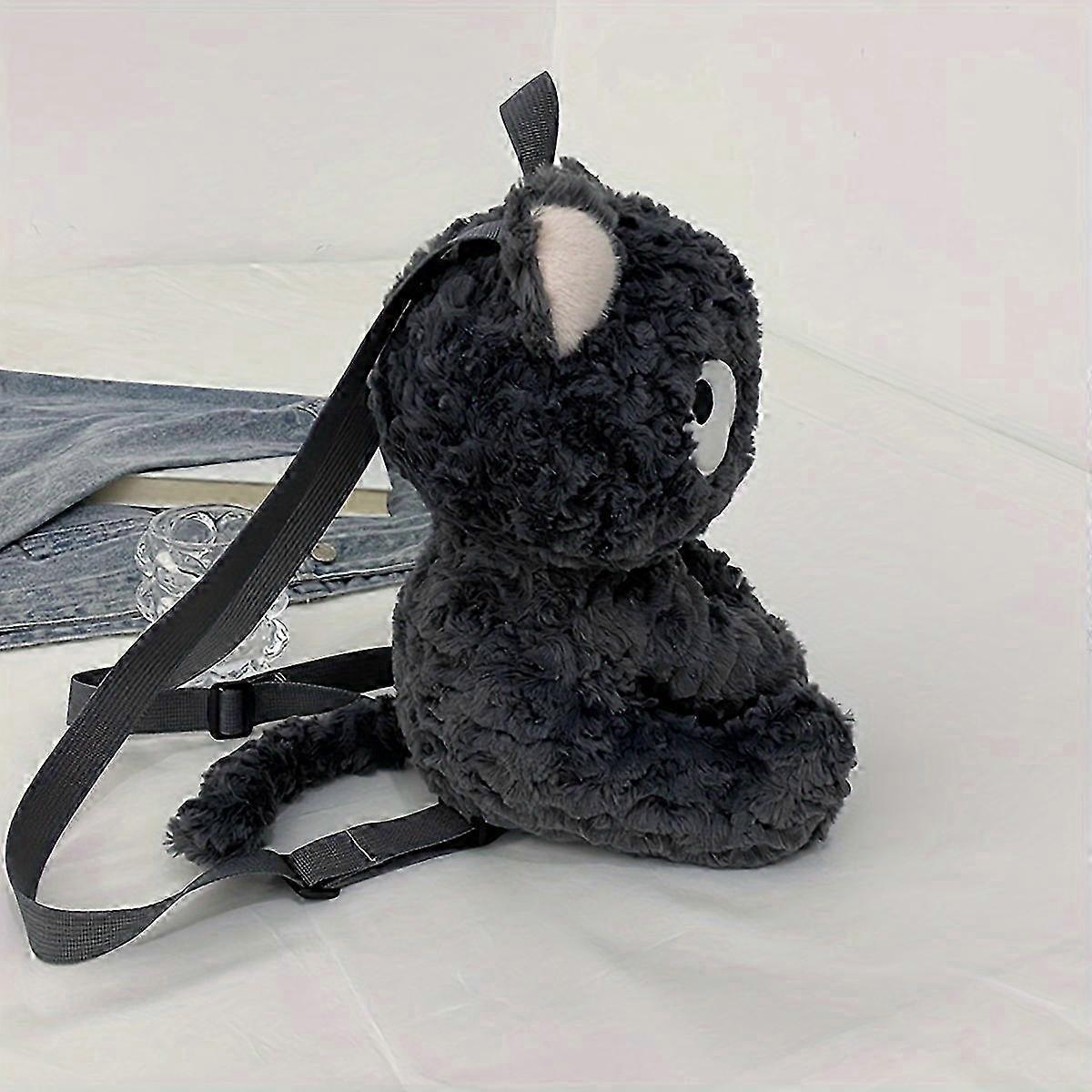 Cartoon Black Cat Plush Backpack