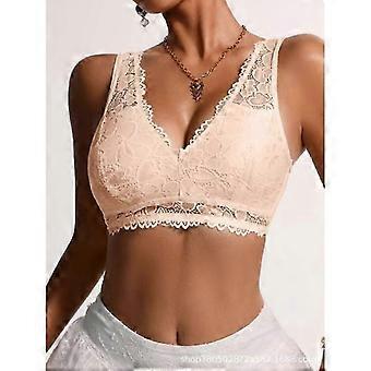 Damen Home Casual Sexy Spitzenstickerei Tiefer V-Ausschnitt Bügelloser Push-up Komfort-BH