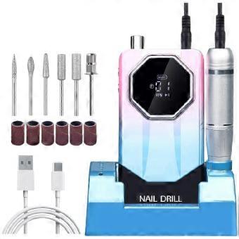 45000RPM Electric Nail Drill Portable Cordless File for Acrylic and Gel Nail Suitable for Salon and Home Applications