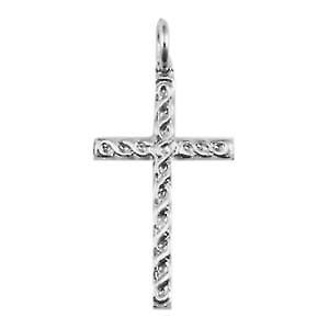 Silver 29x17mm embossed Celtic knot design Cross