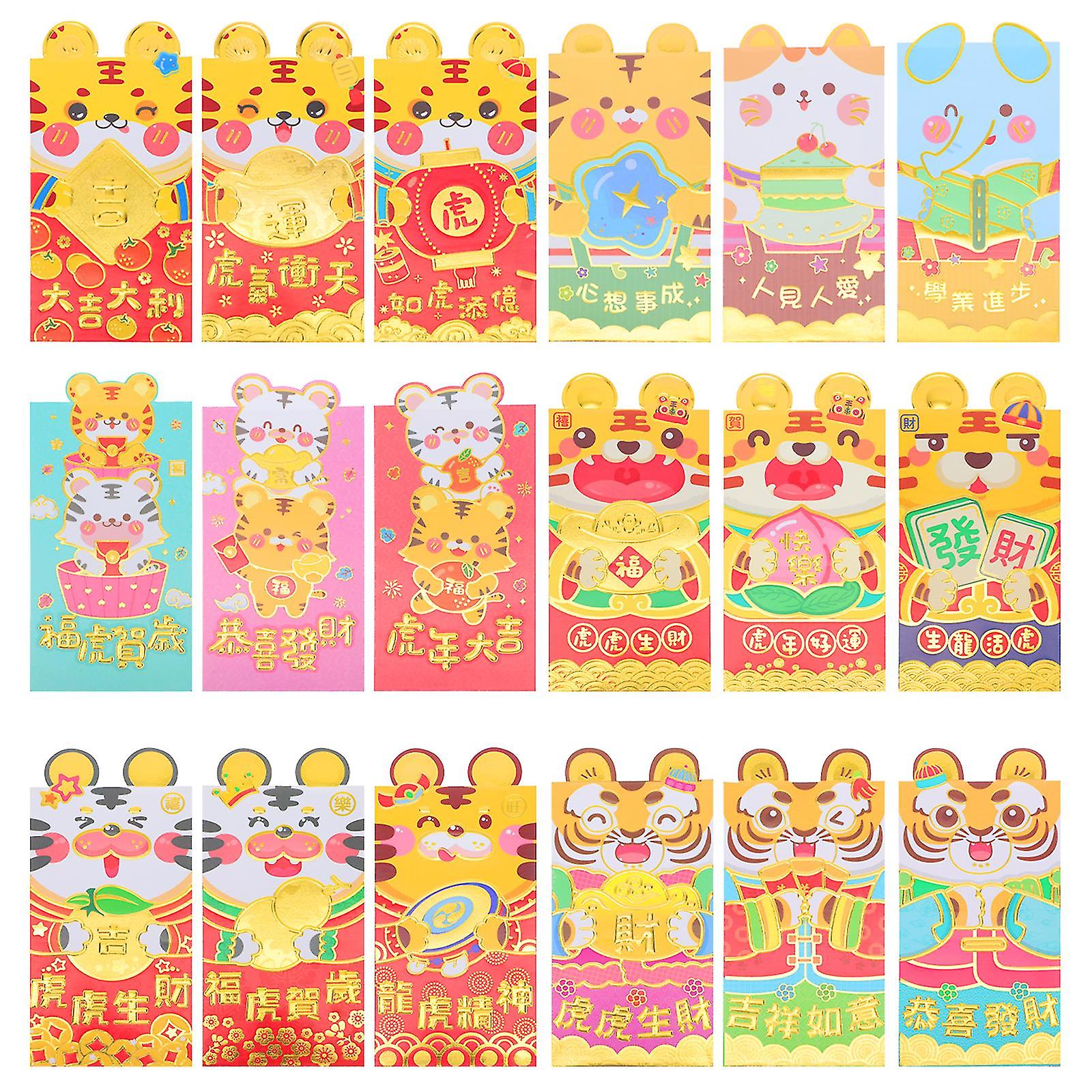 36pcs New Year 2022 Red Envelopes Money Storage Pouches (random Style)