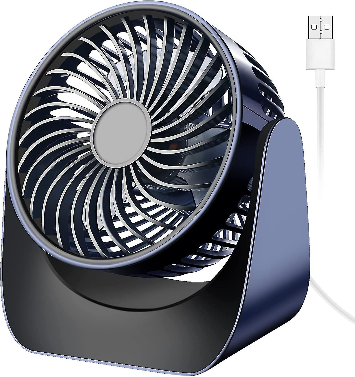 Quiet Usb Fan, Mini Desk Fan 3 Speeds, 360 Rotation Small Powerful Portable Table Fan For Bedroom Car Camping Outdoor