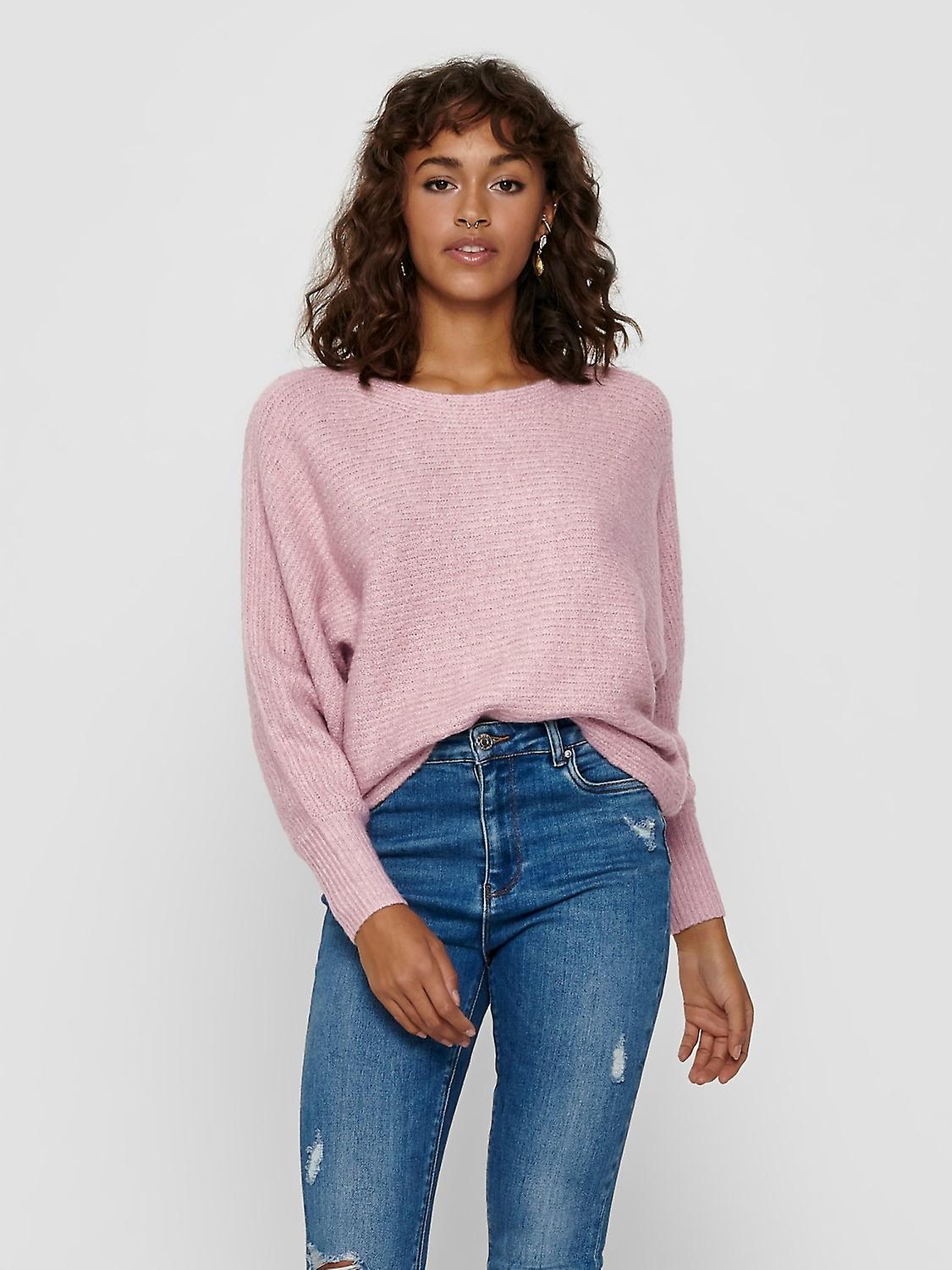 ONLY Damen Lockerer Strickpullover Stretch Sweater Rundhals Langarm