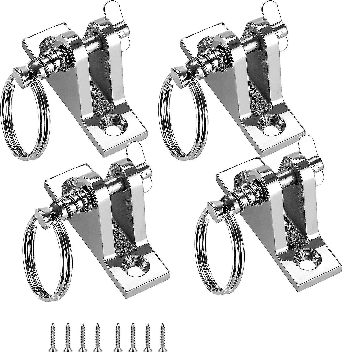 Top Deck Hinge With Quick Release Pin, Top Fitting Hardware 90 Deck Hinge, 316 Stainless Steel, Installation Screws(silver) (4 Pcs) -e