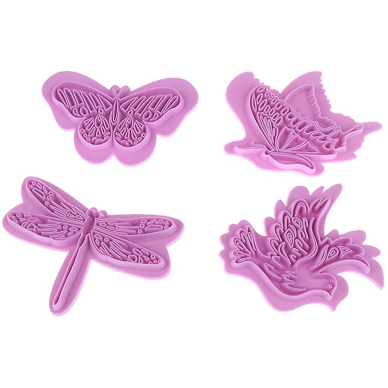 4pcs/set Butterfly Plastic Cake Cookie Cutters Biscuit Sugar Chocolate Mold 3d