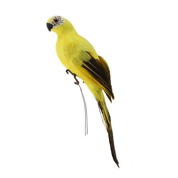 2xRealistic Macaw Parrot Artificial Feather Bird Animal Ornament Toy Yellow