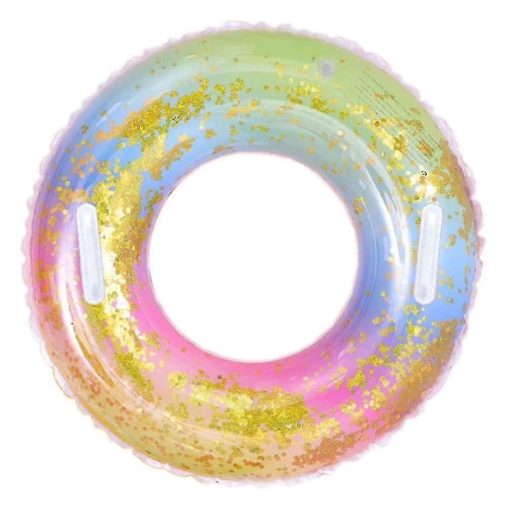 Swimming Ring, Transparent Floating Ring, Rainbow Sequin Swimming Ring Inflatable Pool Float Floating Swimming Ring Pool Beach Toys