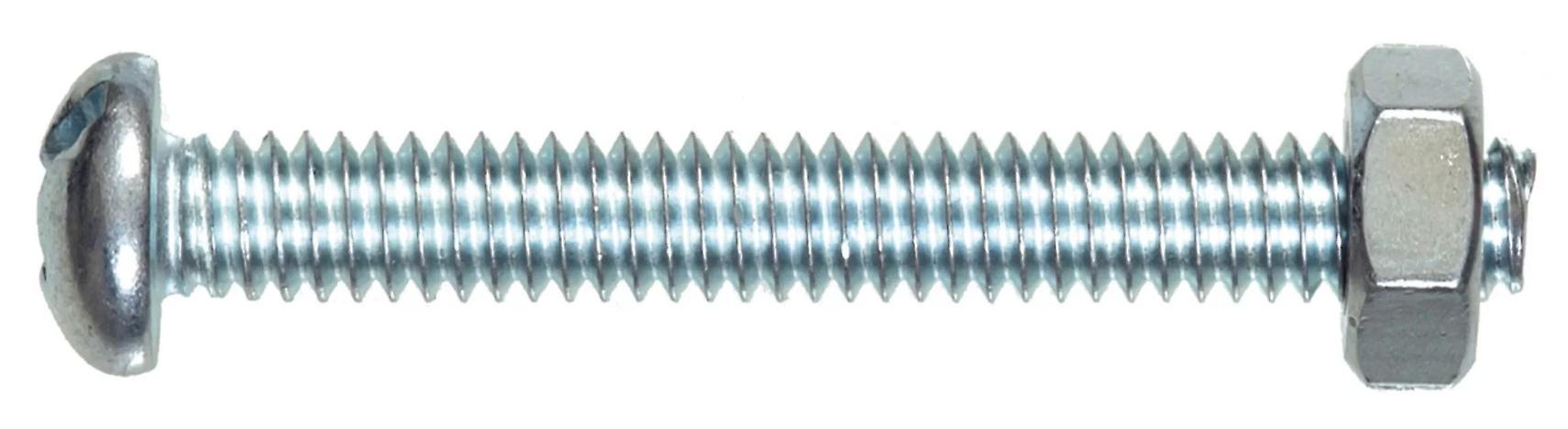 Hillman 7734 Zinc-Plated Head Machine Screw and Nuts 1/4 in. x 2 in. 2 pack