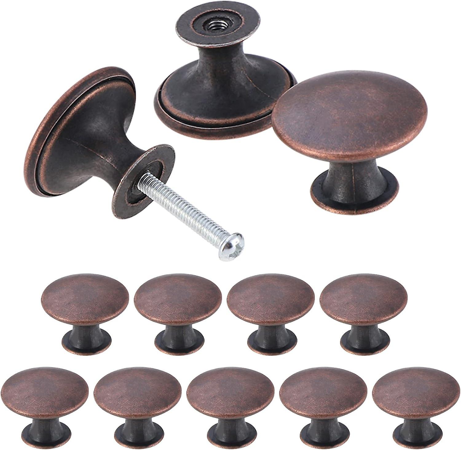 24 Pack Vintage Chic Cabinet Knobs for Antique Kitchen Drawer, 30mm Round Door Knobs, Bronze Red