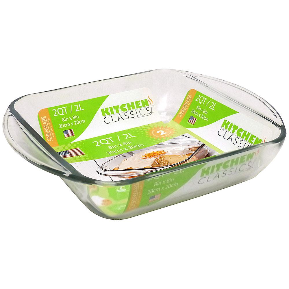 Kitchen Classics Square Baking Dish Crystal Clear 2L 20x20cm Microwave Safe