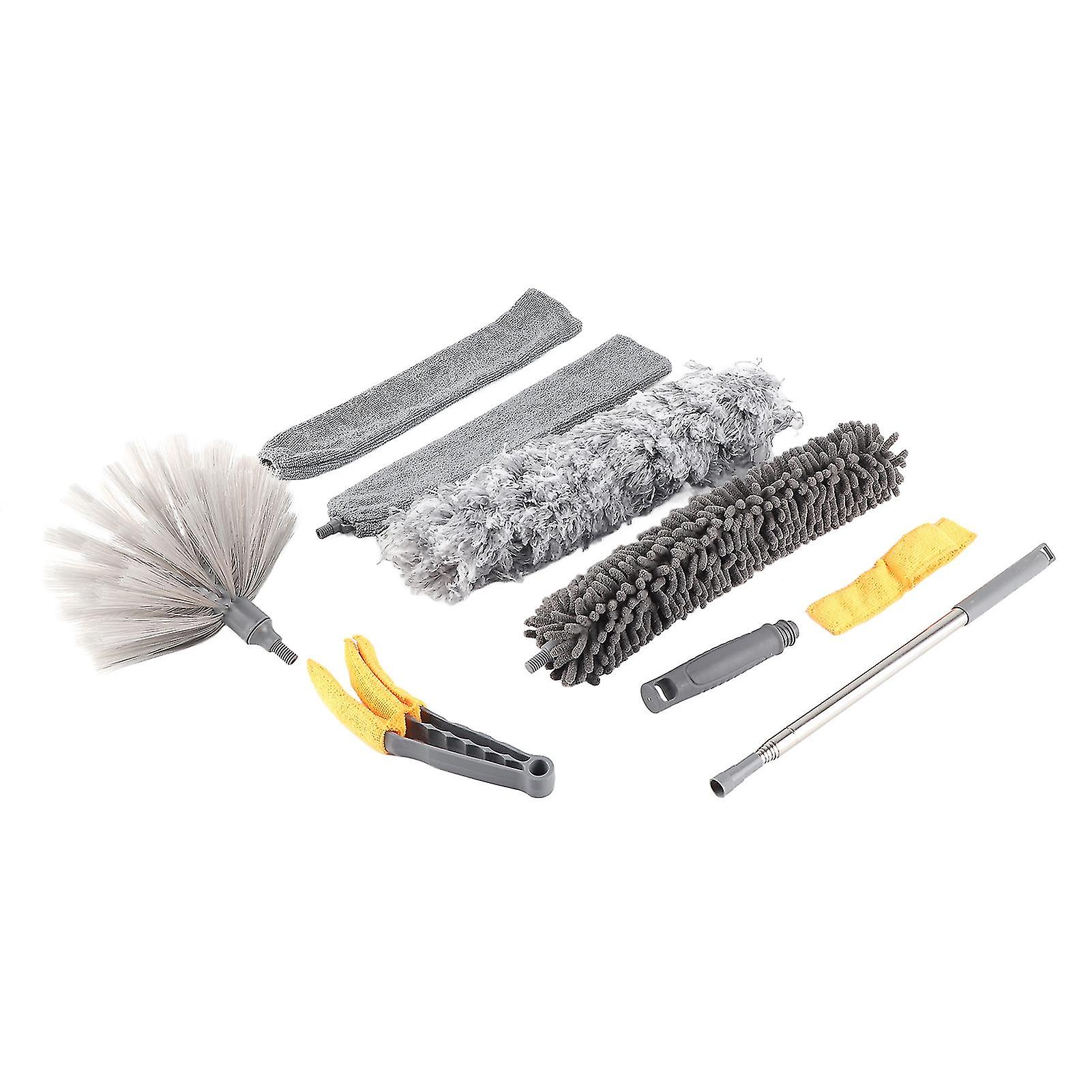 9pcs Microfiber Duster Kit Extendable Feather Duster House Cleaning Tool for Ceiling Fan Car