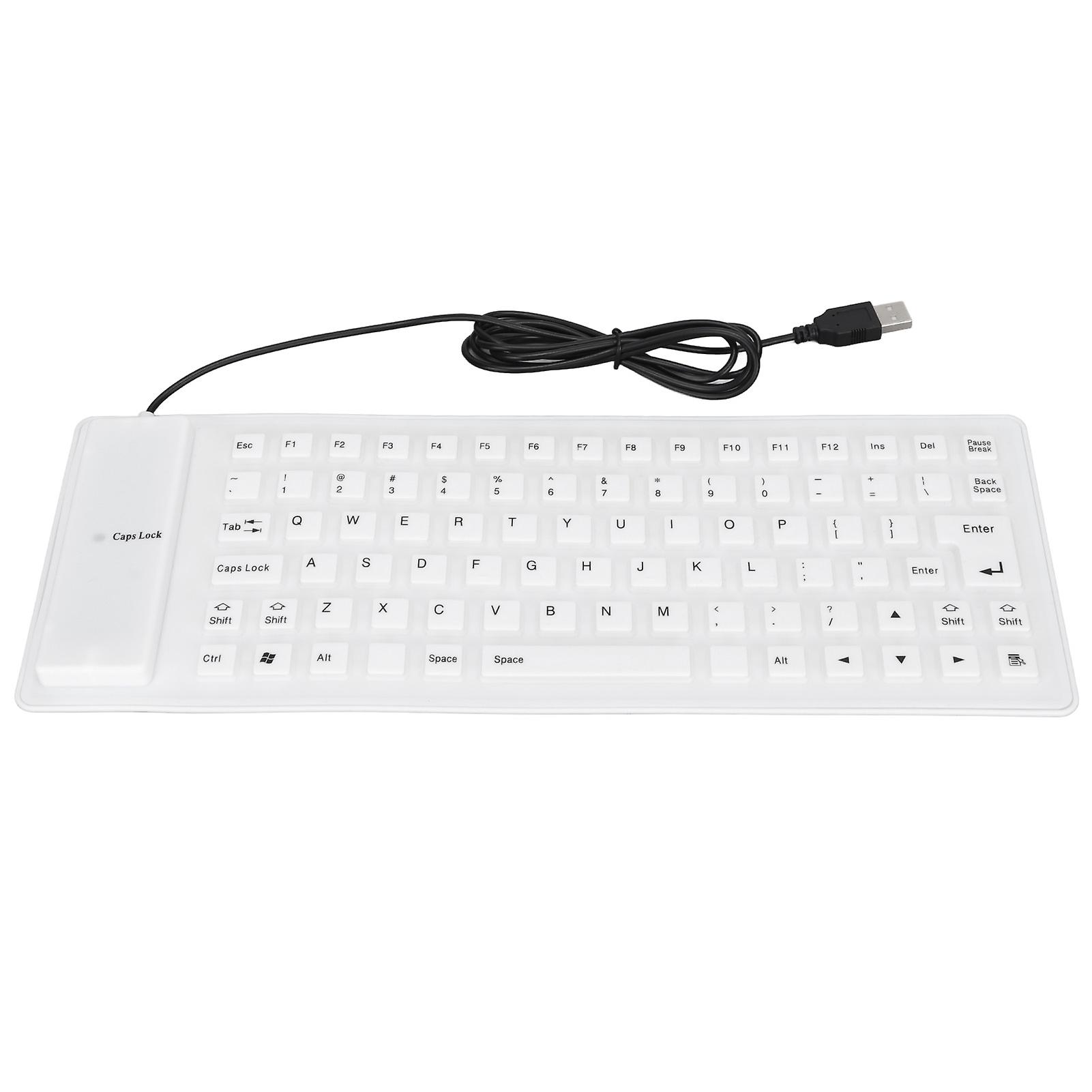 Silicone Keyboard, Fully Sealed Design, USB Wired, White
