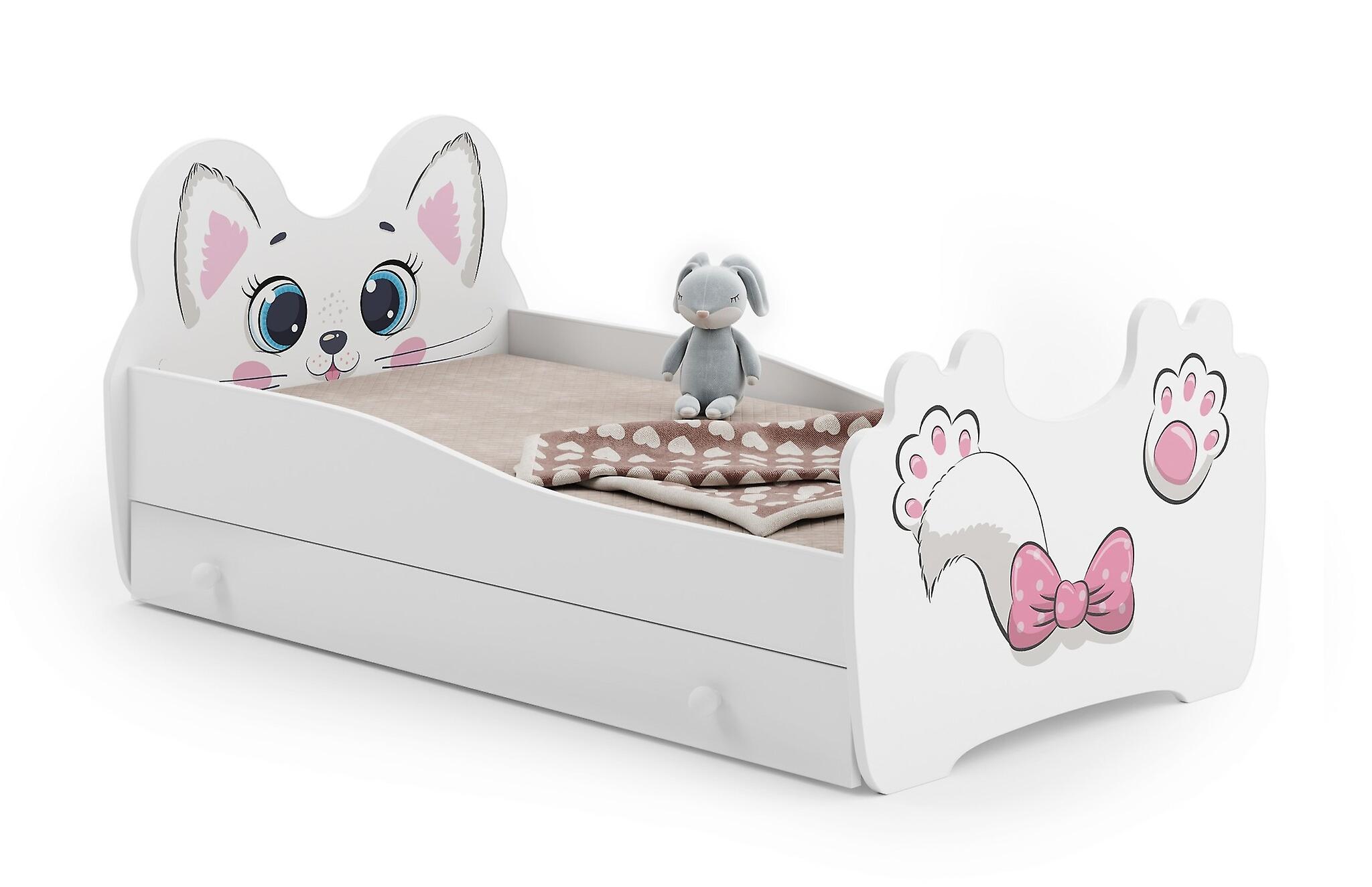 Cot - cat theme - 140x70 - with drawer & mattress