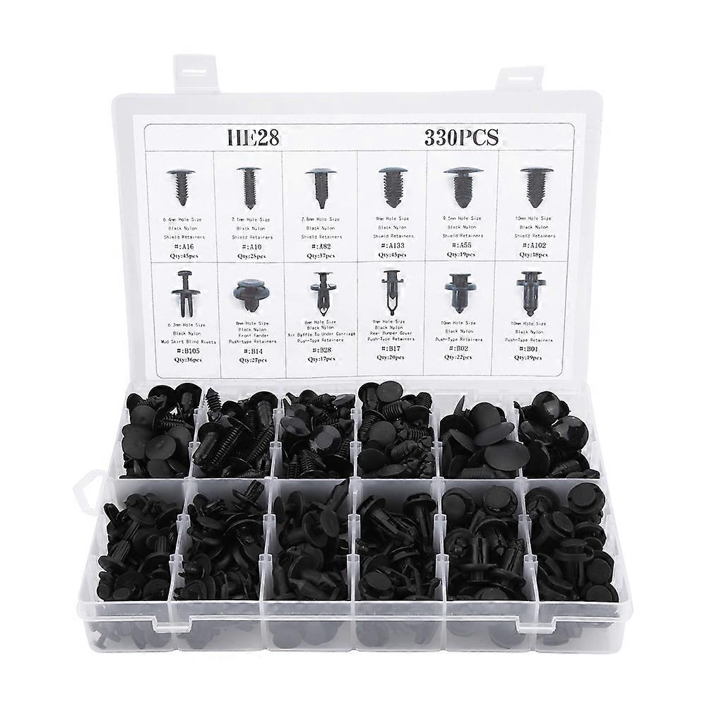 330Pcs 12 Sizes Car Plastic Bumper Retainer, Fasteners Push Retainer Kit Assorted Car Body Push Pin Rivet Trim Clip