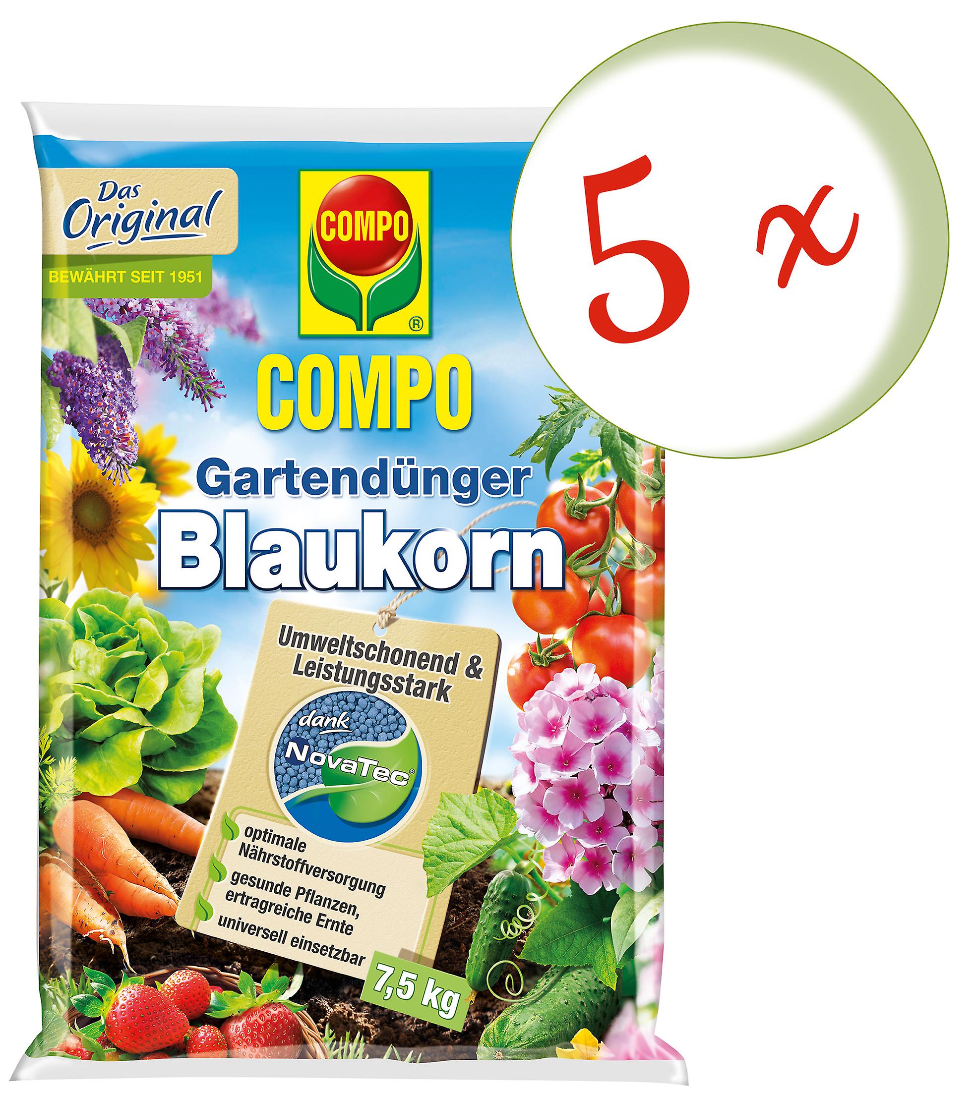 5 x COMPO garden fertilizer Blaukorn® NovaTec®, 7,5 kg