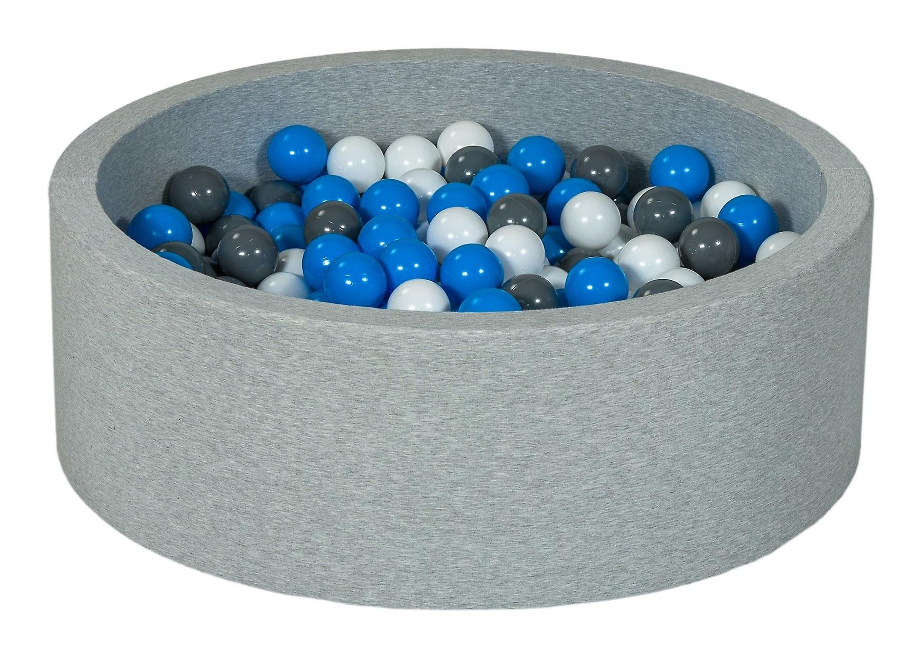 Ball pit 90 cm with 300 balls white, blue & grey