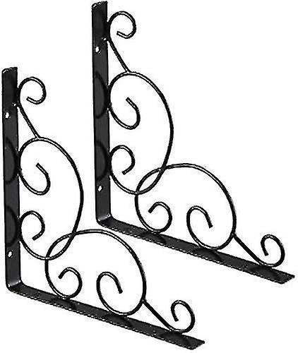 2pcs Metal Wall Shelf Bracket - Wrought Iron Triangular Shelf Bracket (shikai)