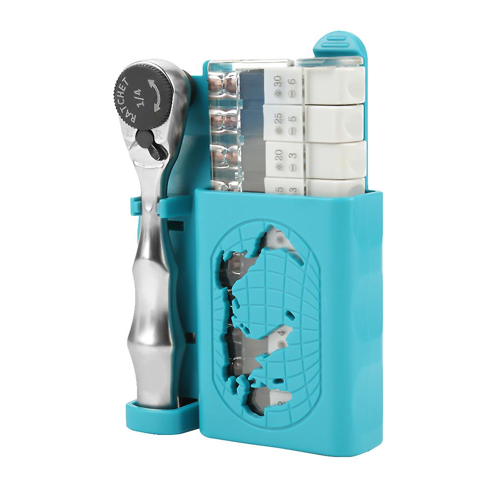 12-in-1 Portable Tool Set with ratchet socket wrench function and double-ended screwdriver bits