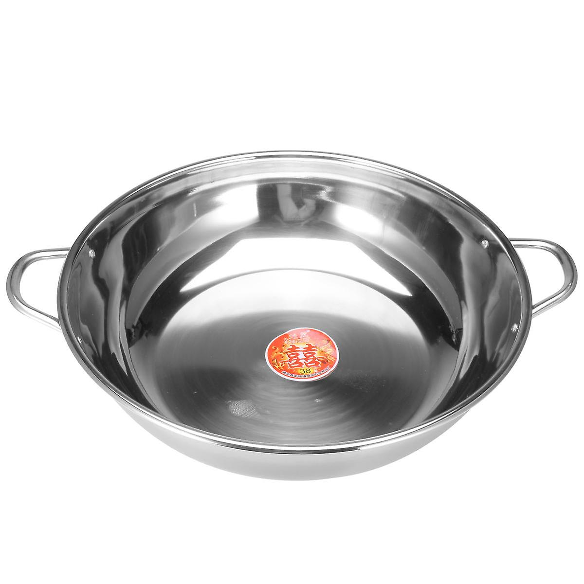 38Cm Stainless Steel Twin Double Hot Pot Cookware Shabu Induction Compatible