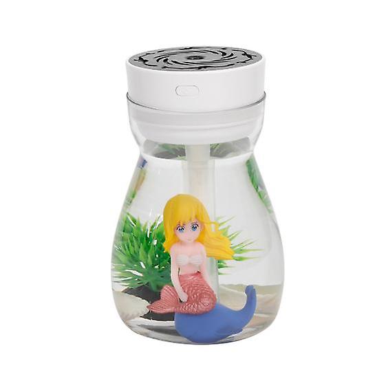 Mini 2 Modes Air Humidifier Mermaid Landscape USB Fine Mist Sprayer Aroma Oil Diffuser with Colorful Light Household Air Purifier