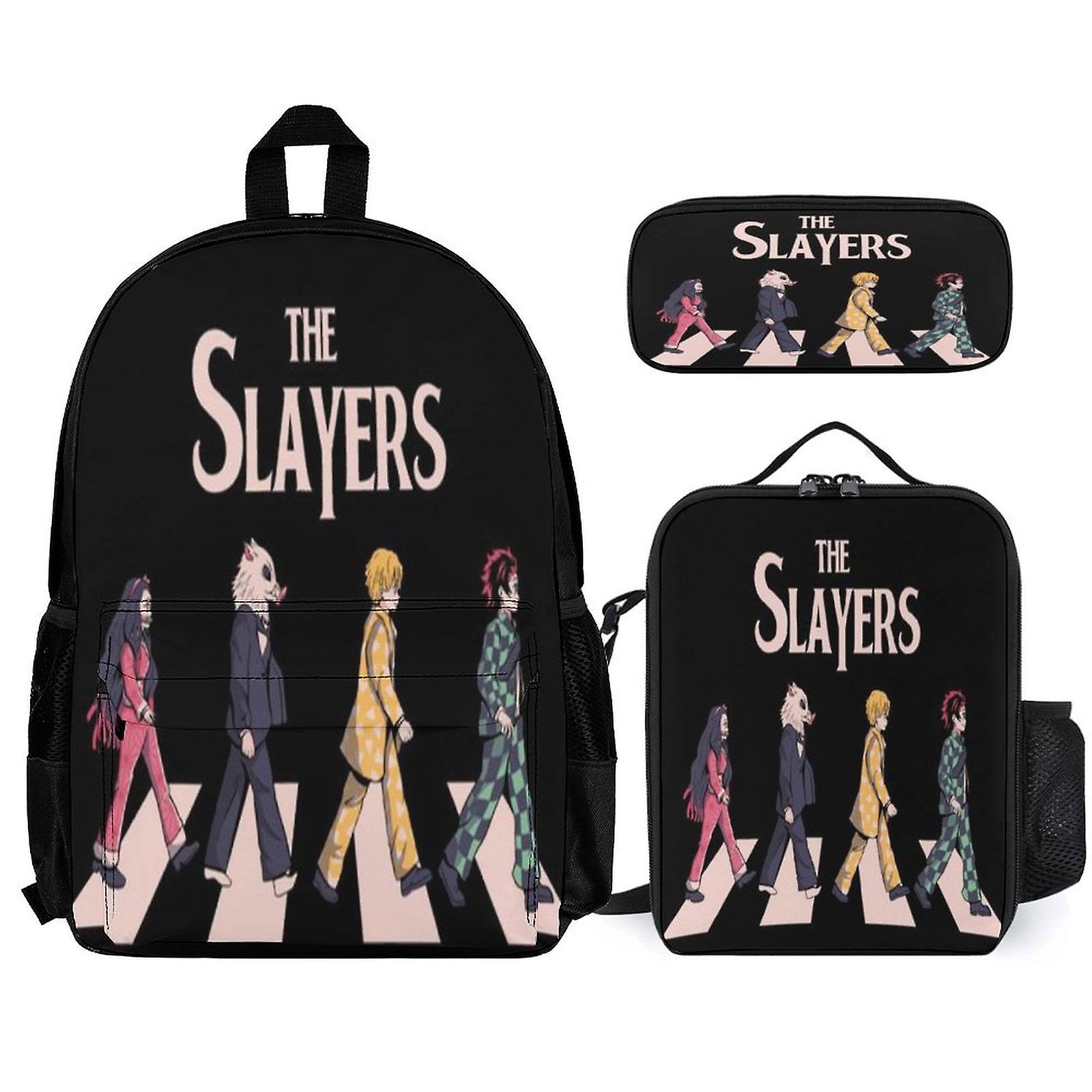 Demon Slayer Backpack 3 Piece Set Laptop Backpack with Pencil Case Lunch Bag Combination