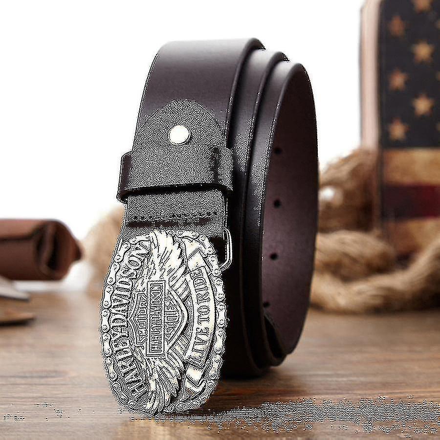 Men's Belt Cowhide Hip-hop Style Retro Motorcycle Belt