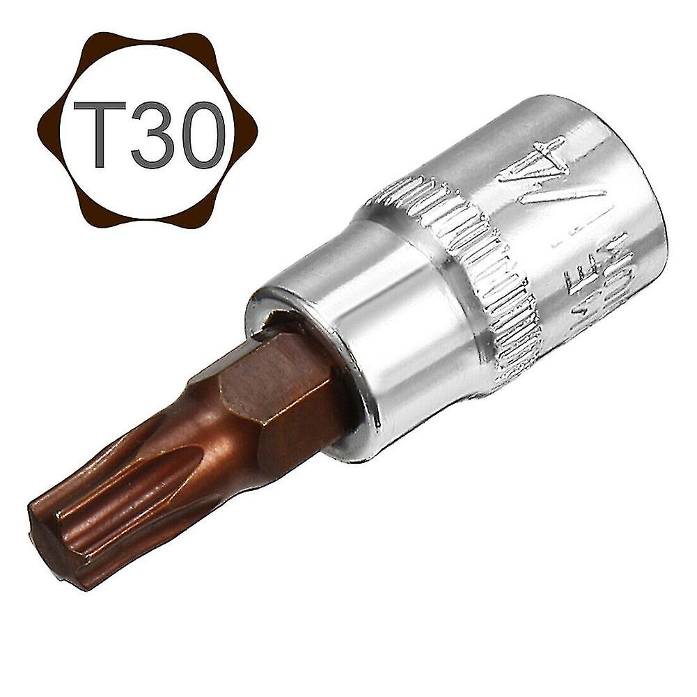 2pcs Torx Hex Slotted Pozi Bit Socket Screwdriver Torx Star Socket Bit 1/4" Square Impact Driver T30