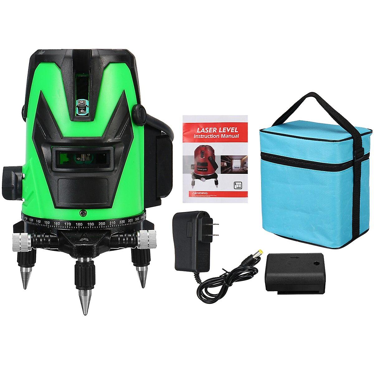 5 Line Laser Level Green Light Self Leveling 3d 360 Rotary Cross Measure Tools
