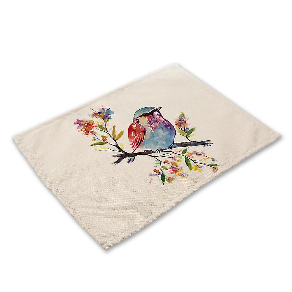 Colorful Bird Print Anti-Slip Heat-insulation Placement Bowl Plate Fork Table Mat(MA0027-7)