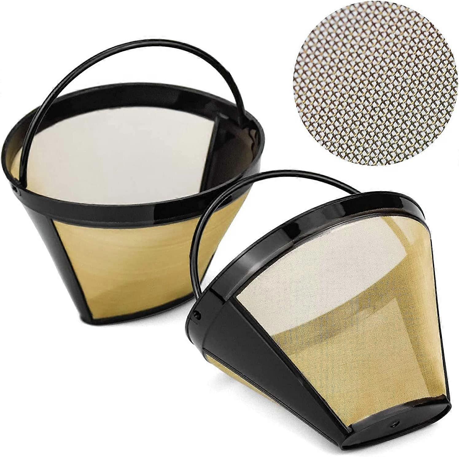 2 Pack Permanent Coffee Filter 8-12 Cups Stainless Steel Washable Coffee Filter Reusable Permanent Coffee Filter