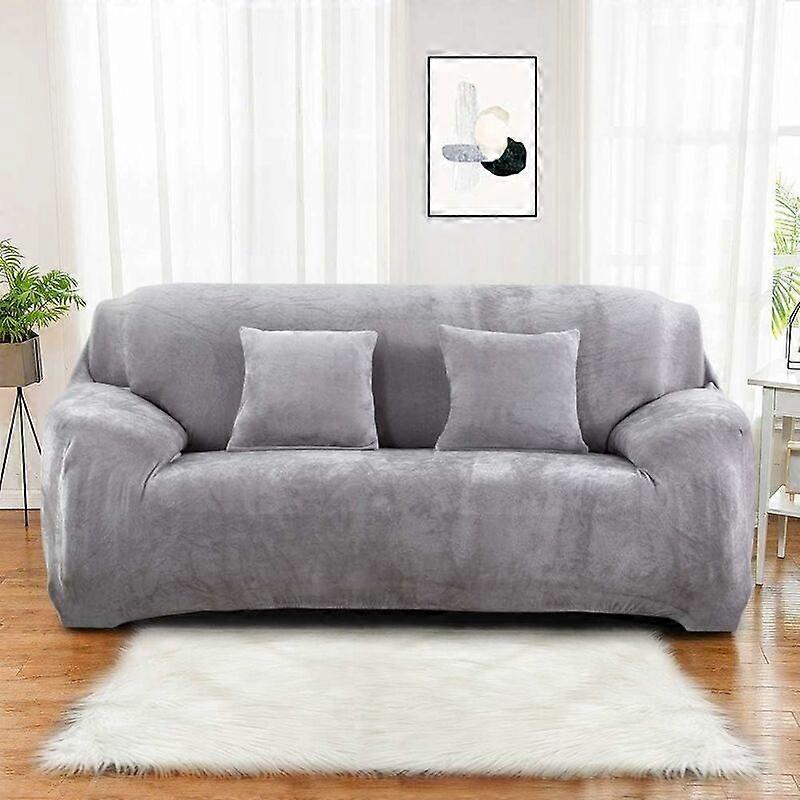 Sofa Cover 1 2 3 4 Seater (cushion not included) Solid Color Velvet Protective Cover Easy to Install Stretchy Elastic Fabric Machine Washable Sofa Cov