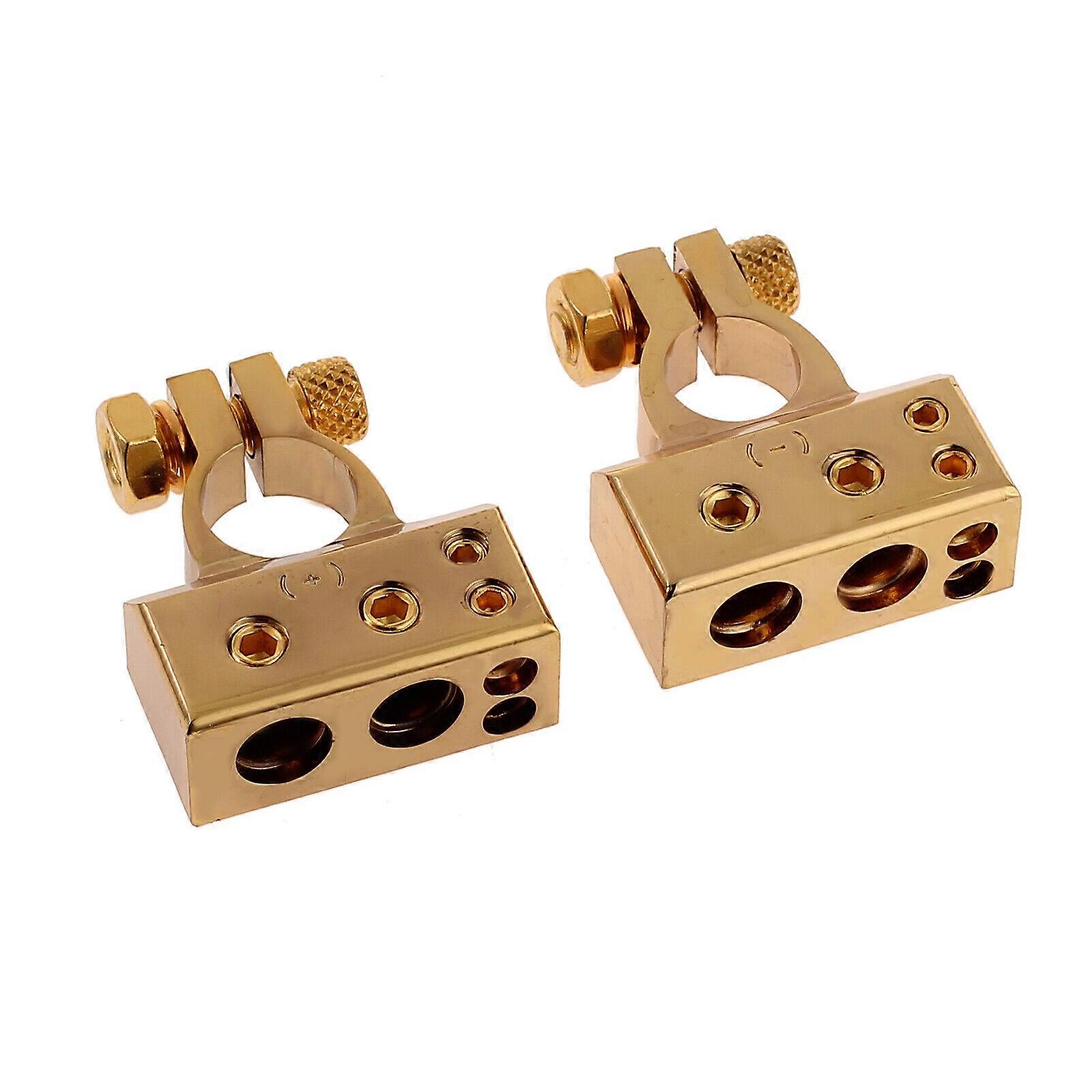 2 PCS Car Battery Terminals Clamp Post 4 8 GA AWG Gauge Positive Negative Port