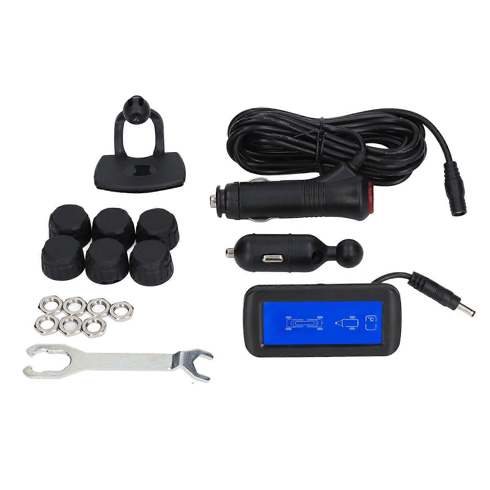 Tire Pressure Monitoring System TPMS with 6 External Sensor IP67 Waterproof for RVs Campers Trailers Trucks E2U511